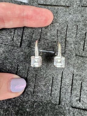 Silver-Tone Cubic Zirconia Drop Earrings